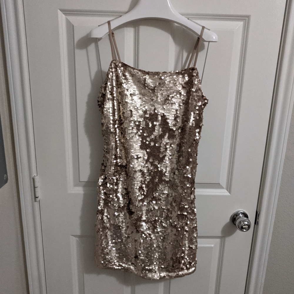 Lulu's Top of the Hour Rose Gold Sequin Mini Dress - Picture 2 of 5